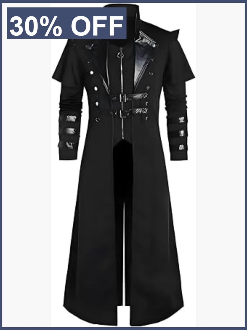 Victorian Trench Coat Slim Double Breasted Zipper Gothic Mens Steampunk Costume